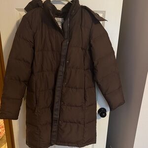 L.L. Bean Women’s Dark Brown Long Down Jacket. Size M Reg.